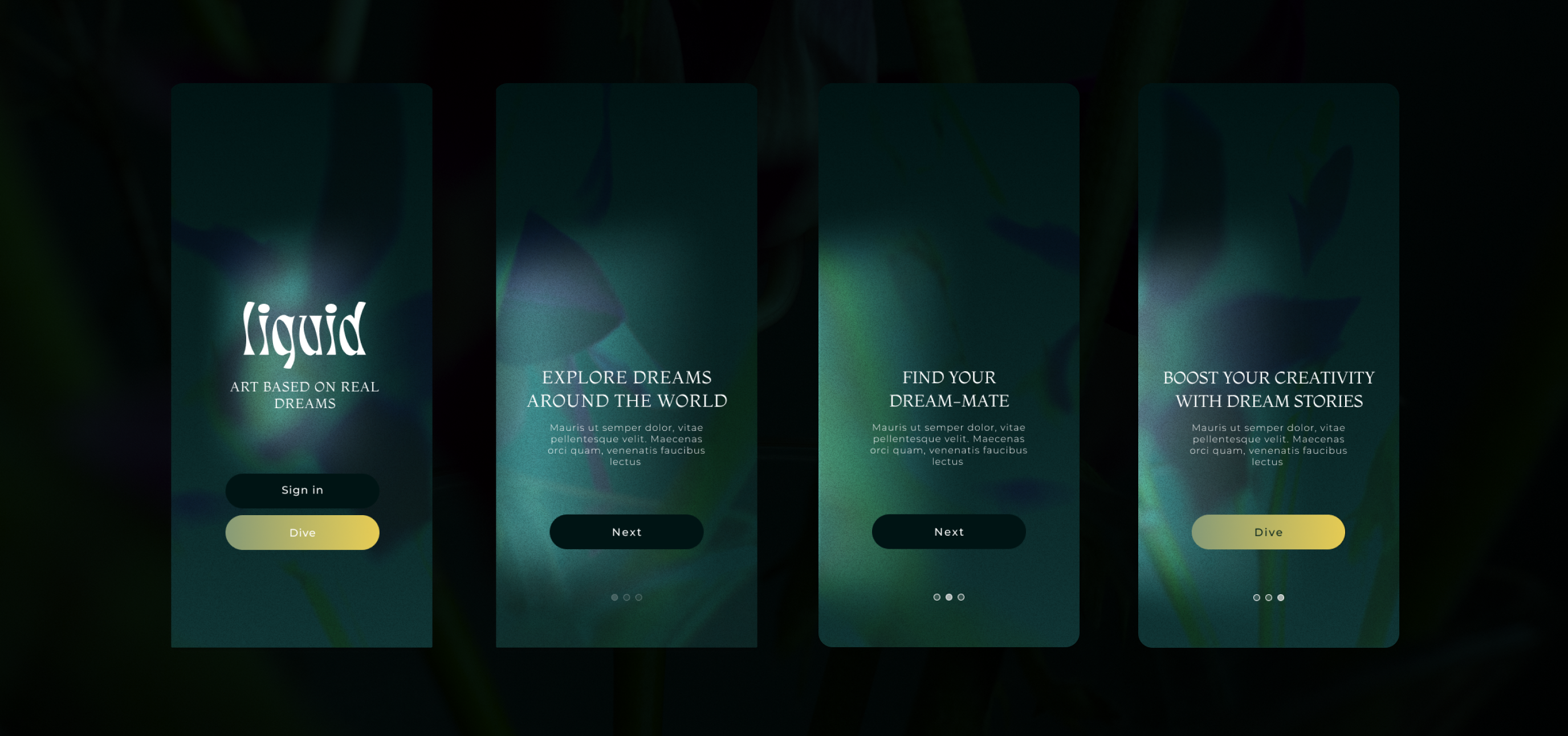 Dream app screens